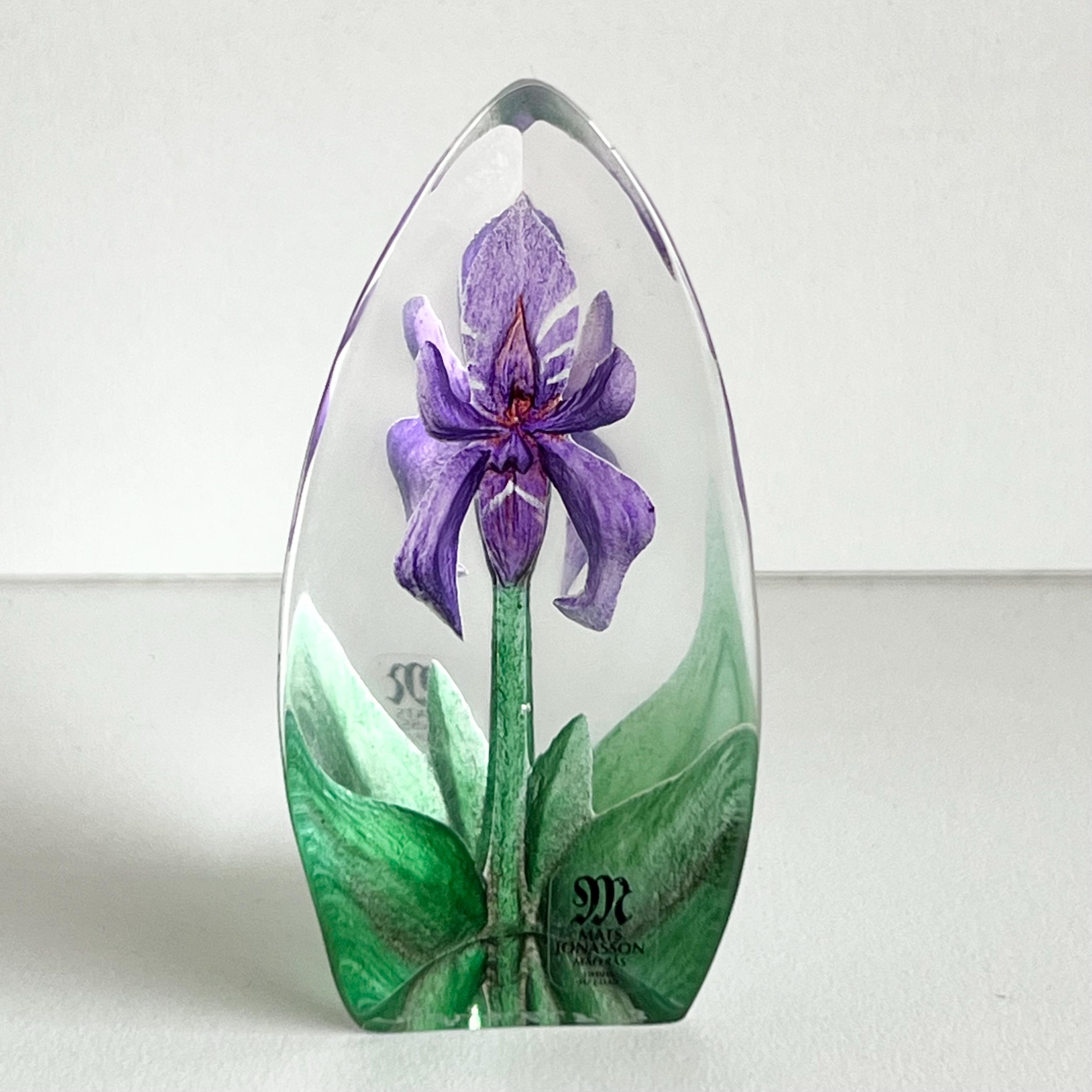 Vintage Mats Jonasson Iris Paperweight, Maleras Sweden
