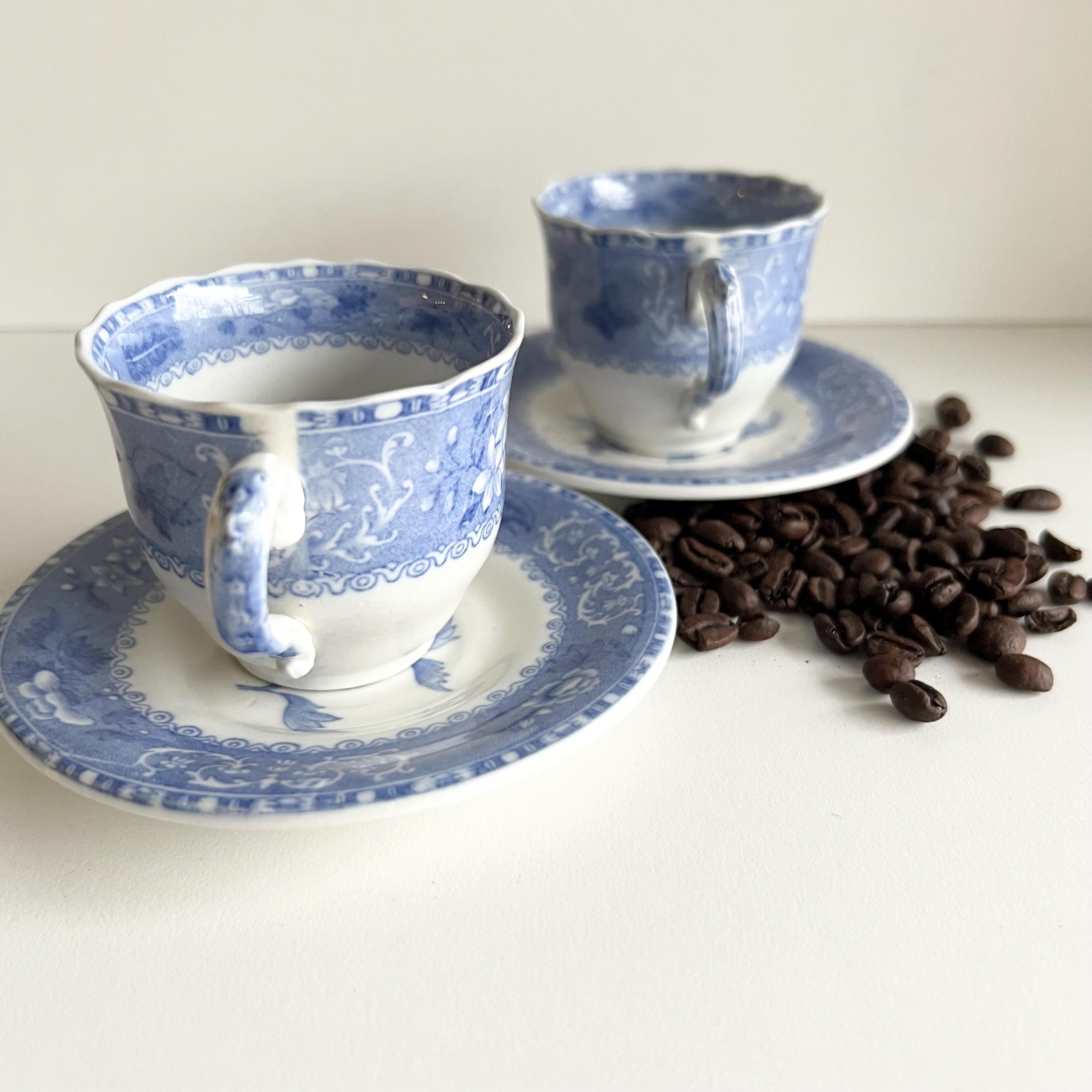 Vintage Spode Espresso Cups and Saucers, Camilla Blue Copeland