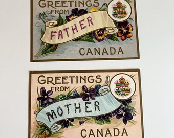 Antique Post Cards, Greetings from Father and Mother, Canada, 1909, New Never Used