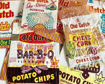 Bolsa vintage de patatas fritas holandesas: artículo de colección publicitario canadiense