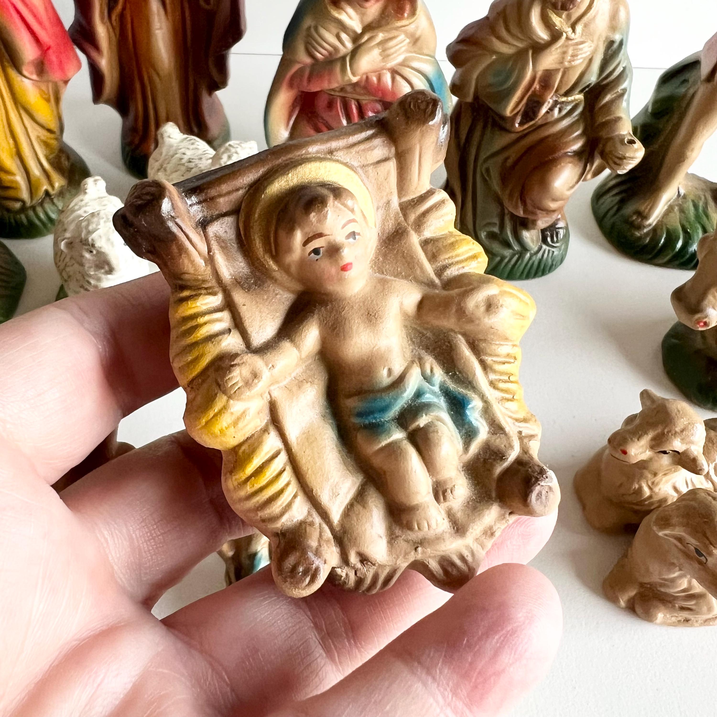 Plastic Nativity Set, Vintage 80s Christmas, Made in Japan, 14
