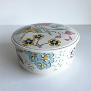 Villeroy and Boch, Chintz Trinket Dish, Floral Porcelain Covered Dish, Pink, Yellow, Green, Blue, Lidded Round Box, Made in Luxemburg
