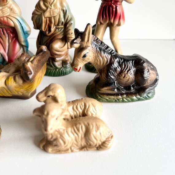 Plastic Nativity Set, Vintage 80s Christmas, Made in Japan, 14