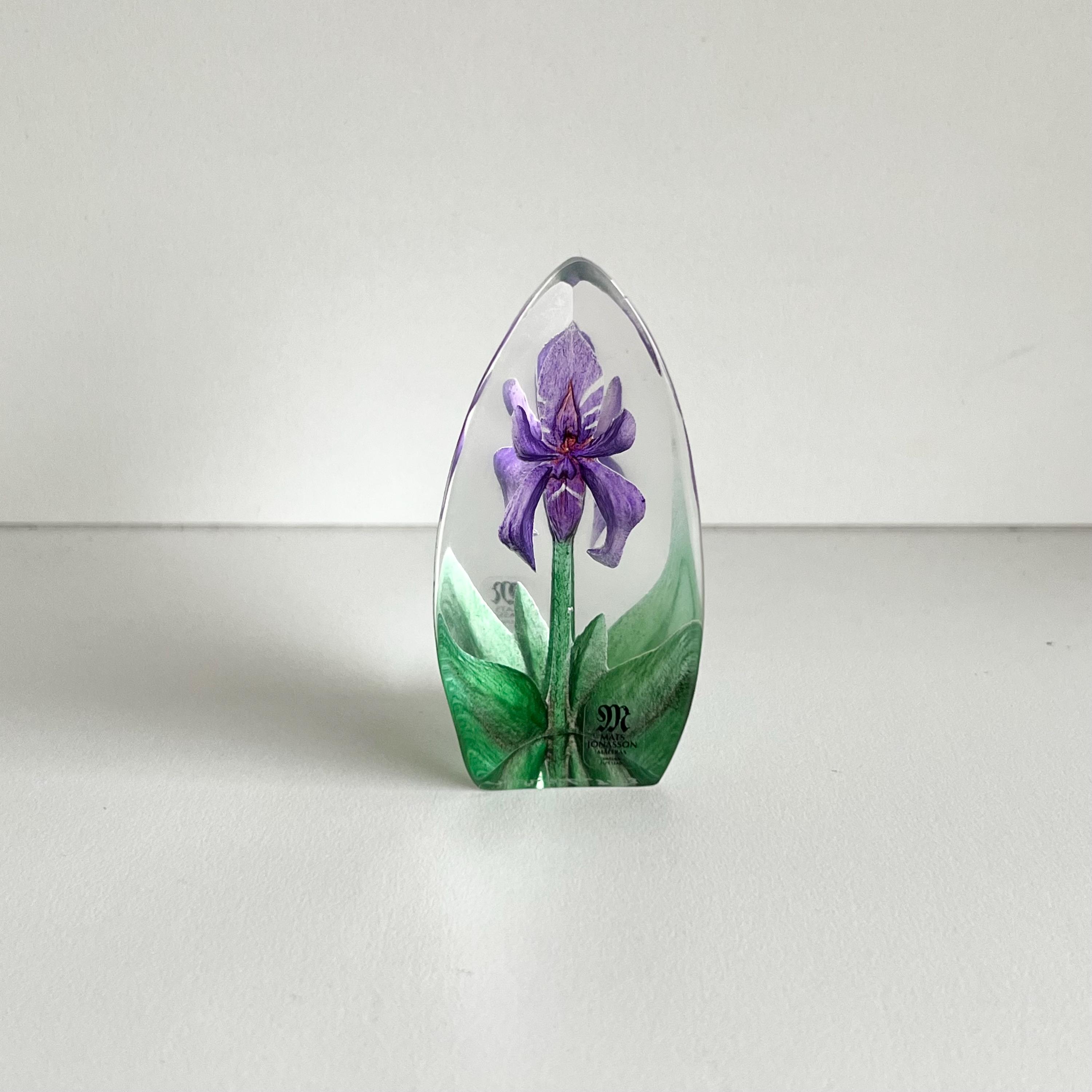 Vintage Mats Jonasson Iris Paperweight, Maleras Sweden