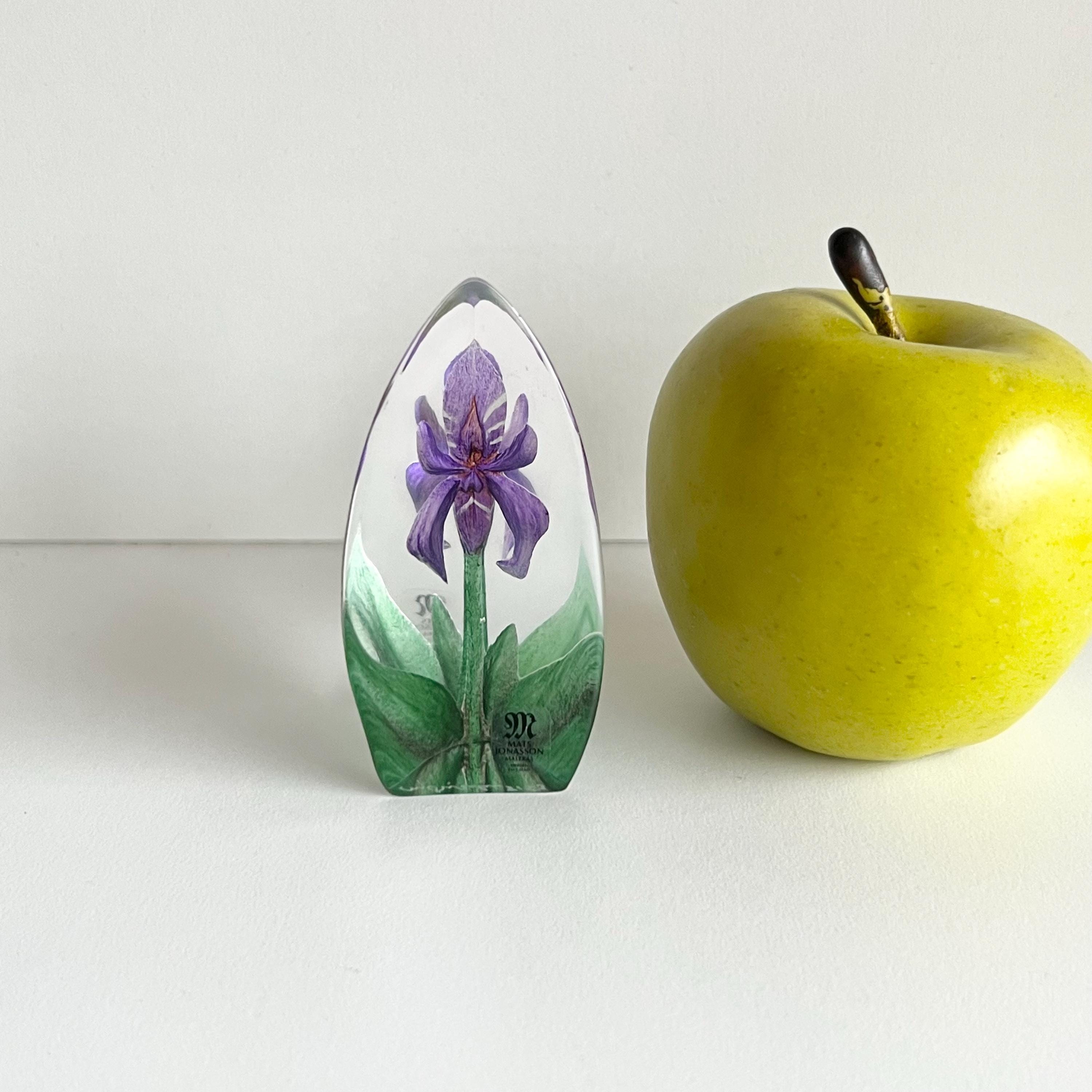 Vintage Mats Jonasson Iris Paperweight, Maleras Sweden