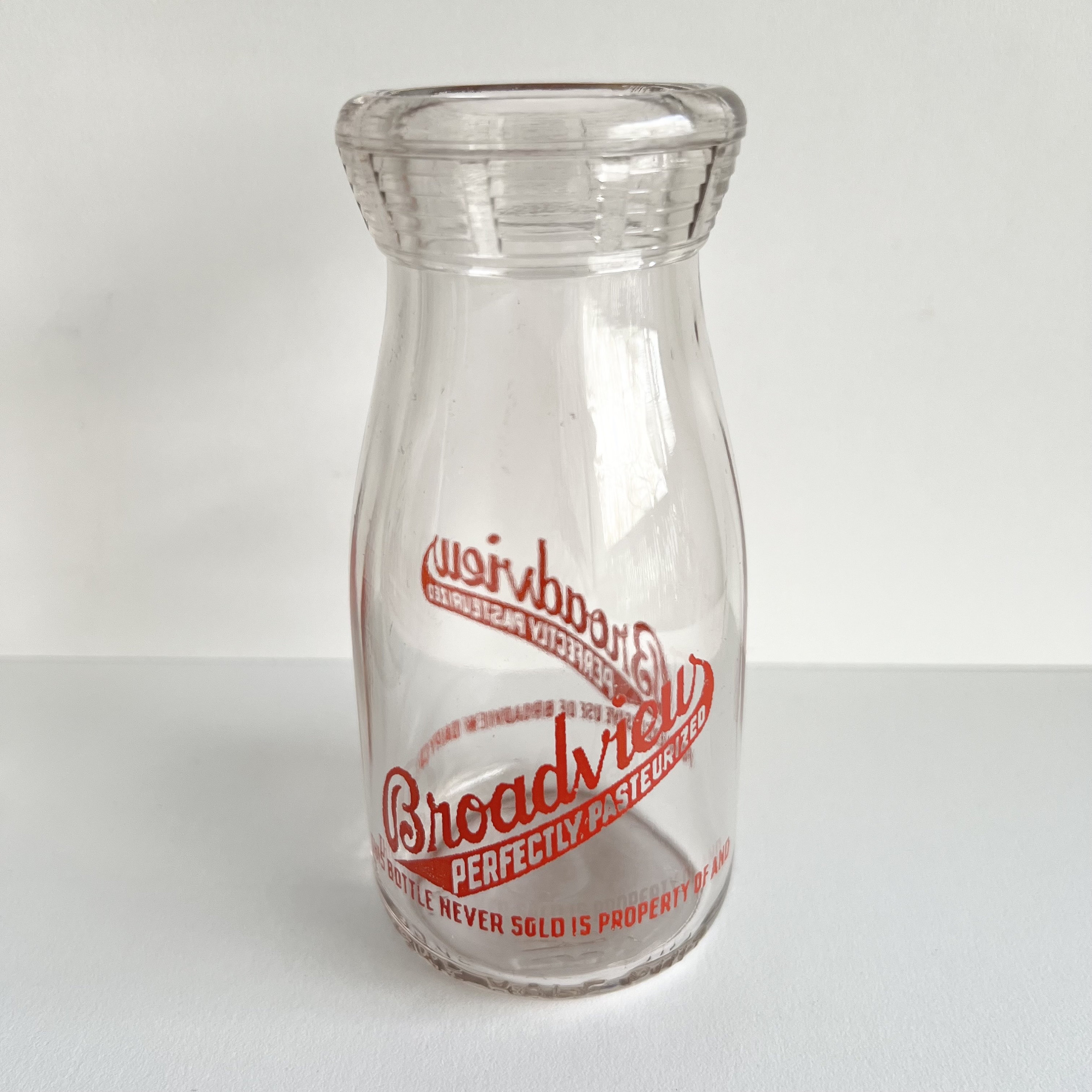 Vintage Milk Bottle, Collectible Dairy, Small Cream, Red and Black