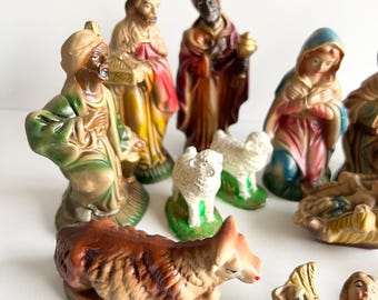 Plastic Nativity Set, Vintage 80s Christmas, Made in Japan, 14