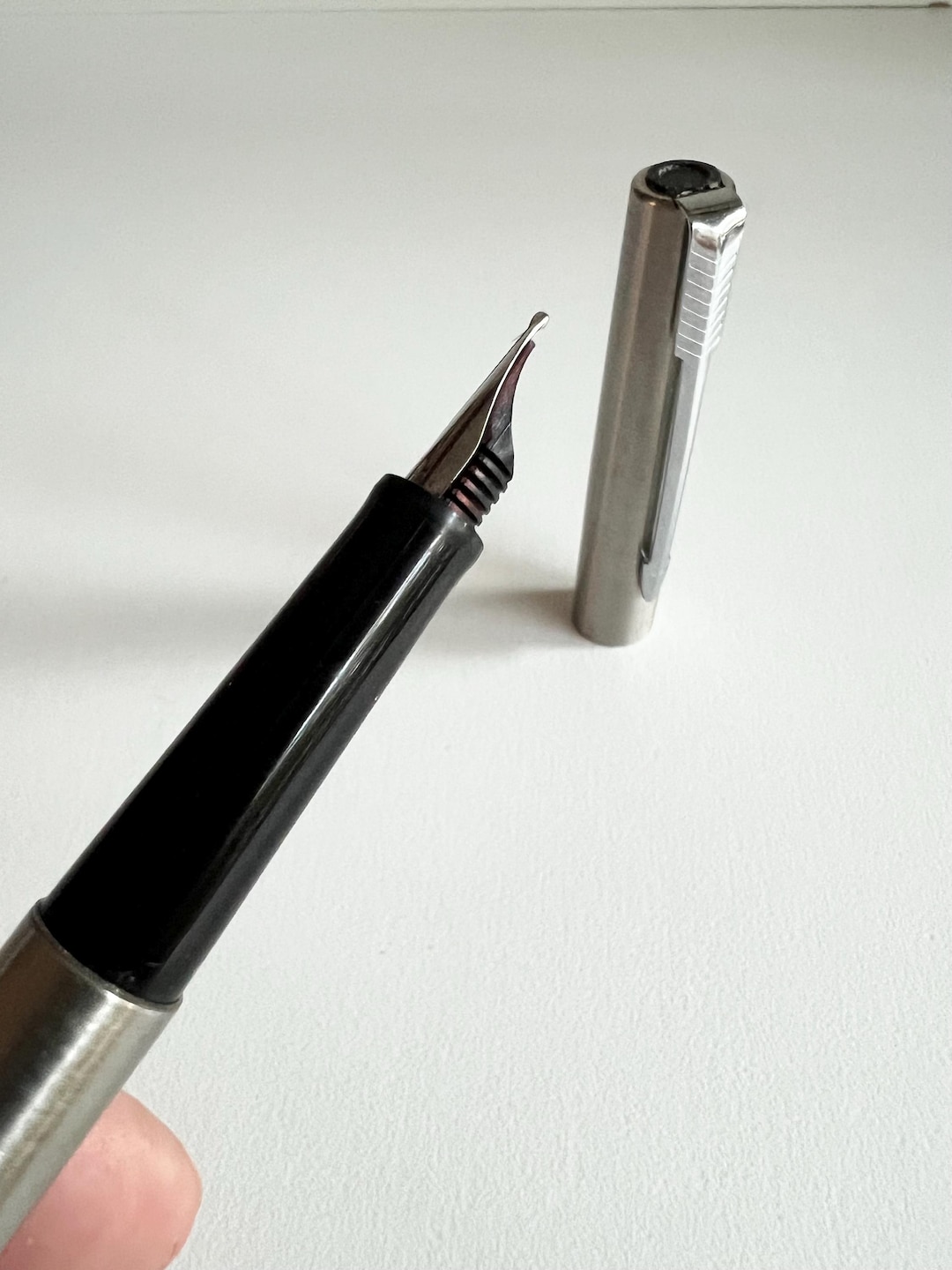 Ink Bladder Vintage Parker 15 Fountain Pen in Brushed Stainless Steel, Refillable ...