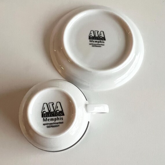 ASA Selection Memphis Demitasse Cup and Saucer, Black and White, Spulmaschinefest, Made in Germany, for Espresso