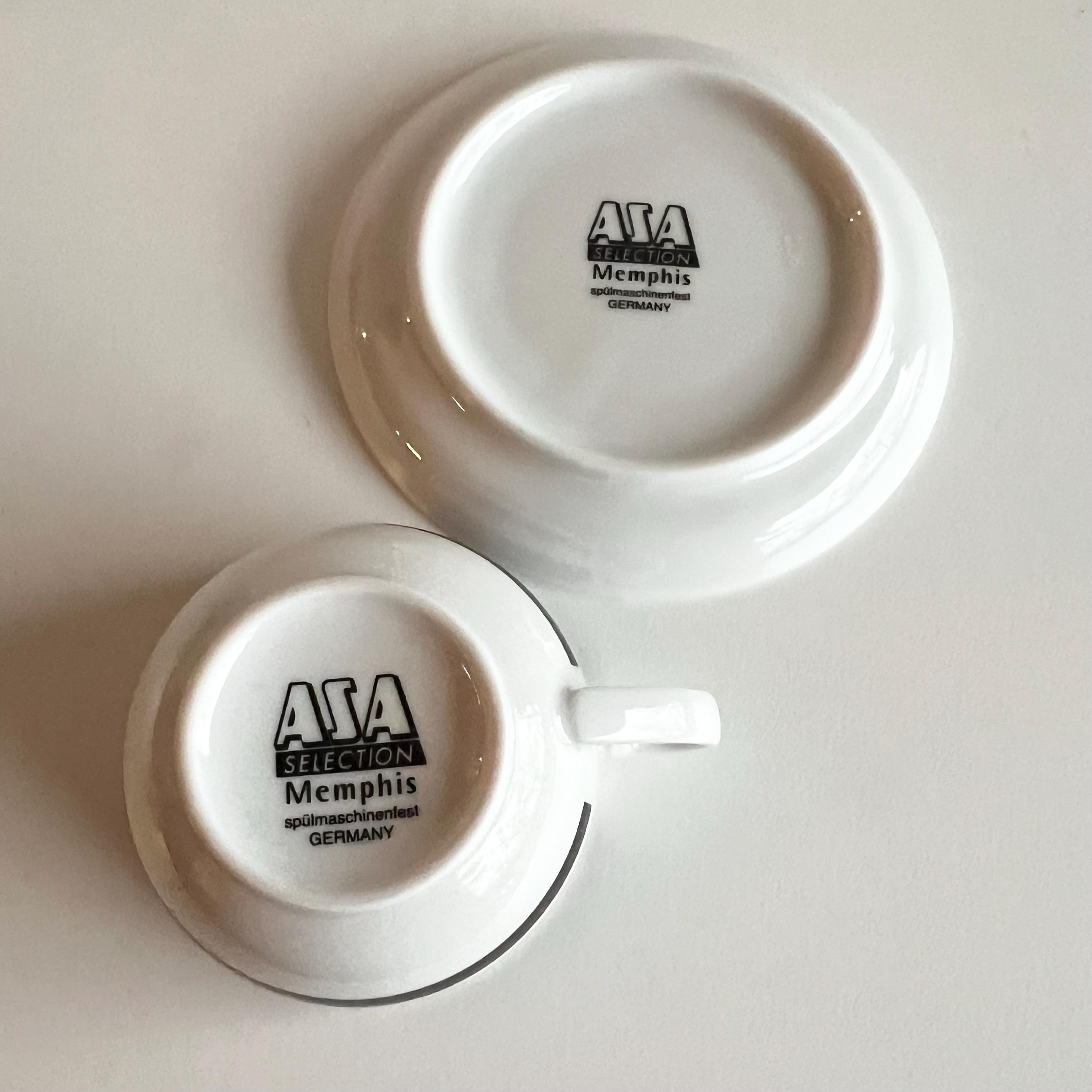 ASA Selection Memphis Demitasse Cup and Saucer, Black and White, Spulmaschinefest, Made in Germany, for Espresso