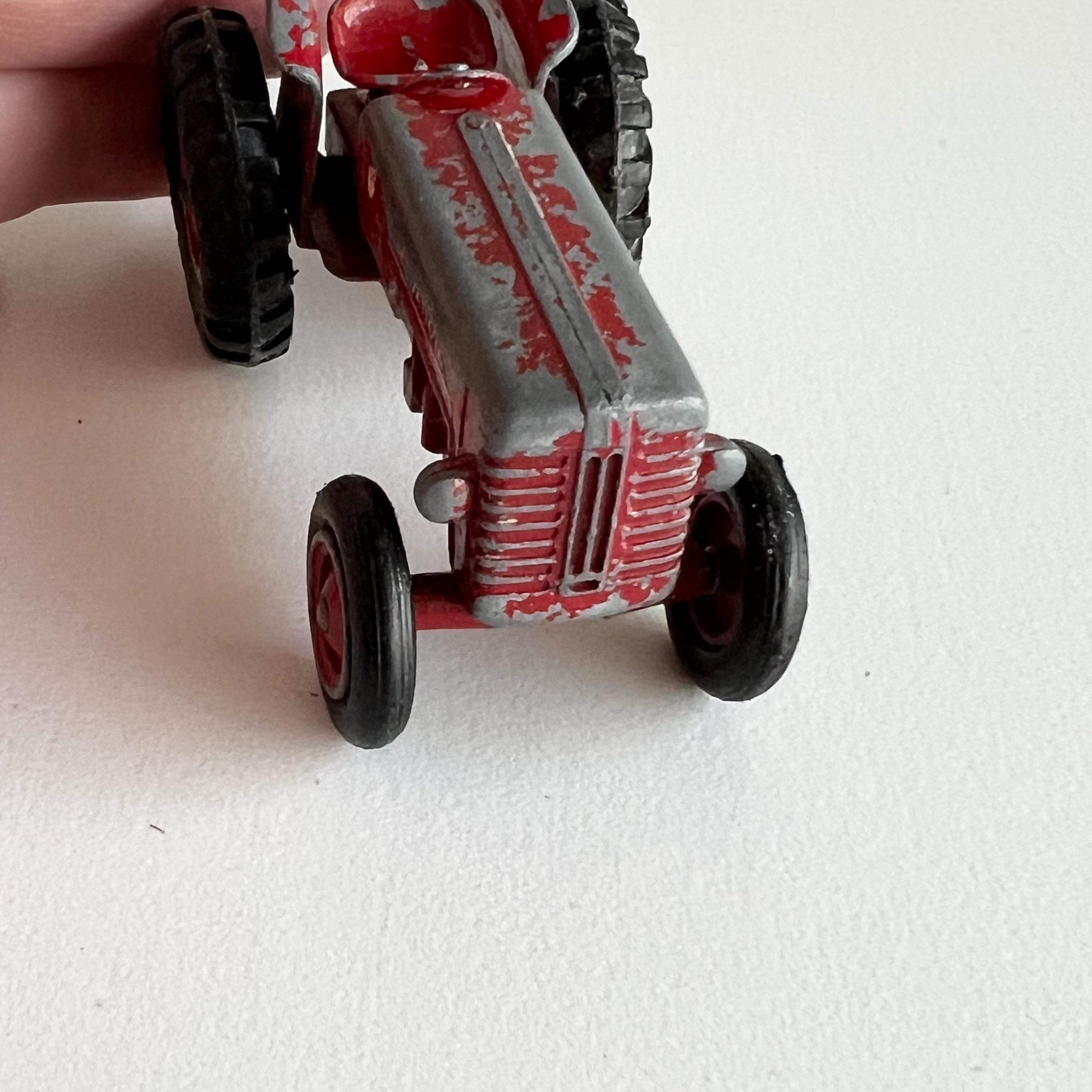 Early Matchbox Lesney Tractor, No 4, King Size, Red With Black