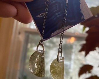 Lichen moon drop dangle earrings