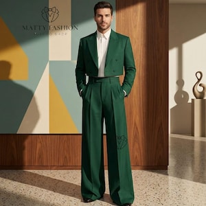 men's suit to match emerald green dress Suits for Men Shop Men's Brown Dress Yellow Loves Prom suits Buttons may be substituted Color:Dark Olive Mix