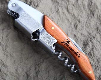Personalized Wine Opener, Engraved Bottle Opener, Groomsmen Gifts Corkscrew