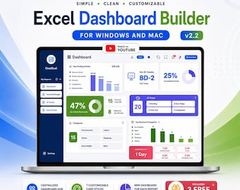 Excel Dashboard Builder Template | Interactive Spreadsheet Dashboards | 3 Starter Reports | OneXcel