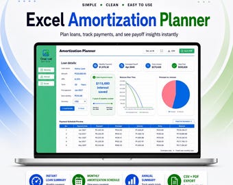 Loan Amortization Calculator Excel Spreadsheet | Payment Schedule & Extra Payment Planner