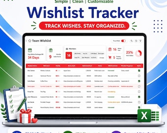 Team Wishlist Tracker Excel Template | Office Gift Exchange Wishlist Dashboard