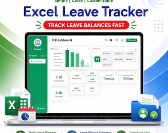 Excel Leave Tracker Template | PTO, Vacation & Sick Leave Dashboard for Employees