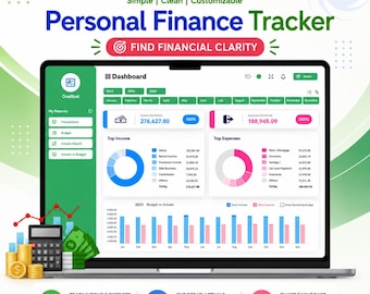 Modèle Excel de suivi des finances personnelles | Tableau de bord budget, revenus et dépenses