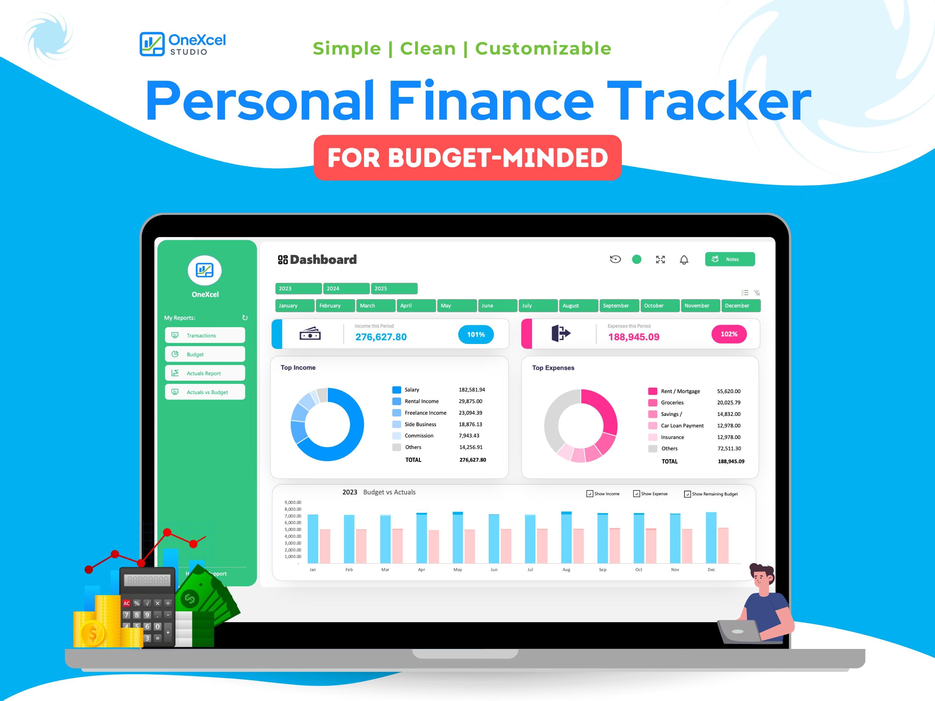 Personal Finance Tracker With Dashboard | Budget Planner Spreadsheet ...