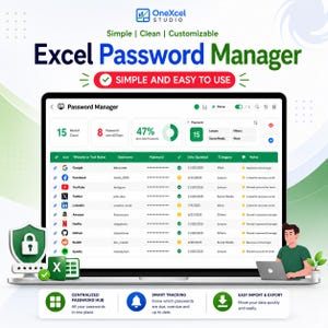 Excel-mall för lösenordshanterare | Kalkylblad för inloggningsspårning med instrumentpanel