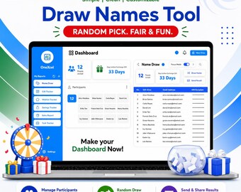 Secret Santa Draw Names Excel Template | Random Name Picker & Gift Exchange Tool