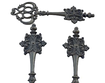 Vintage 1970s Metal Sconces and Decorative Key Plate - Set of 3 - FREE SHIPPING!