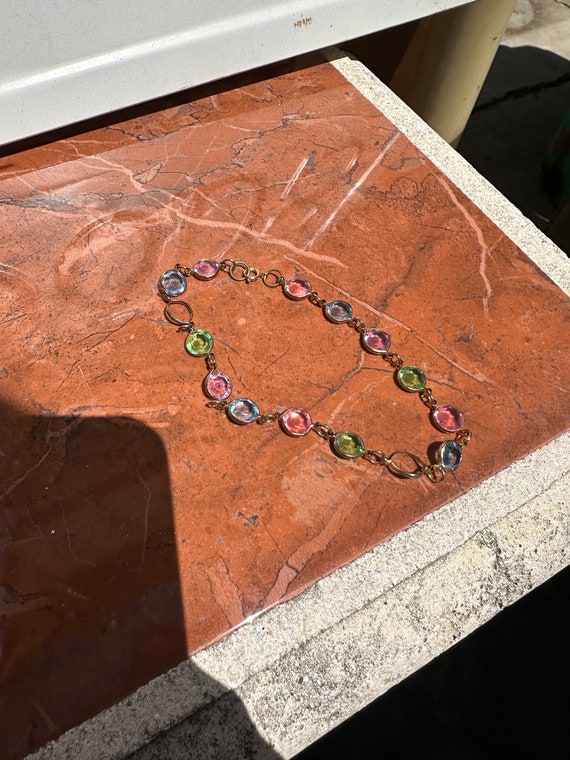 Adjustable Bracelet With Spring Colored Gems - image 2