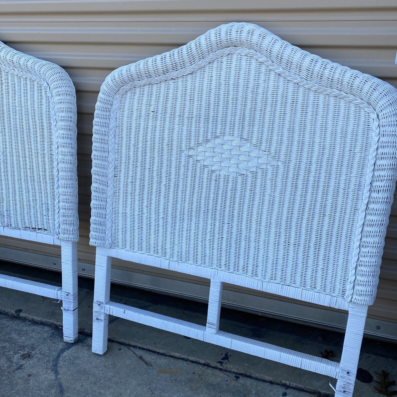 1980s White Wicker Twin Headboards a Pair FREE SHIPPING Etsy