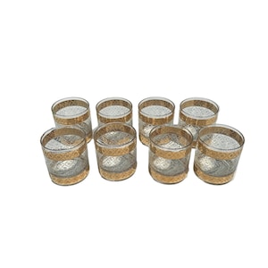 Gran colección de vasos bajos para cóctel Culver de oro de 22 quilates con diseño Scintilla - Juego de 8