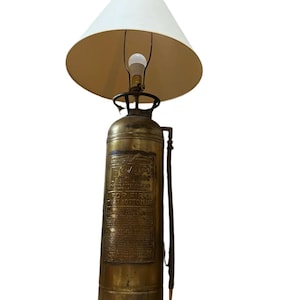 Large Brass Fireman Fire Extinguisher Brass Lamp