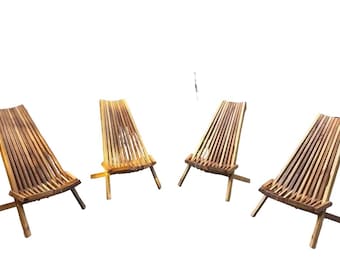 Collection of Vintage Wooden Foldable Low Chairs