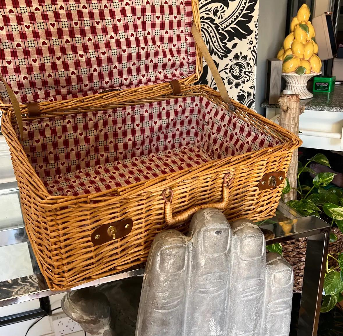 Large Handmade Wicker Picnic Basket - Etsy