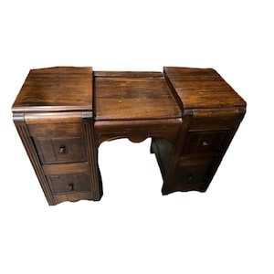 Vintage Wooden Writing Desk With Drawers