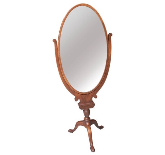 Vintage 1930s Standing Mirror With Mercury Beveled Glass and