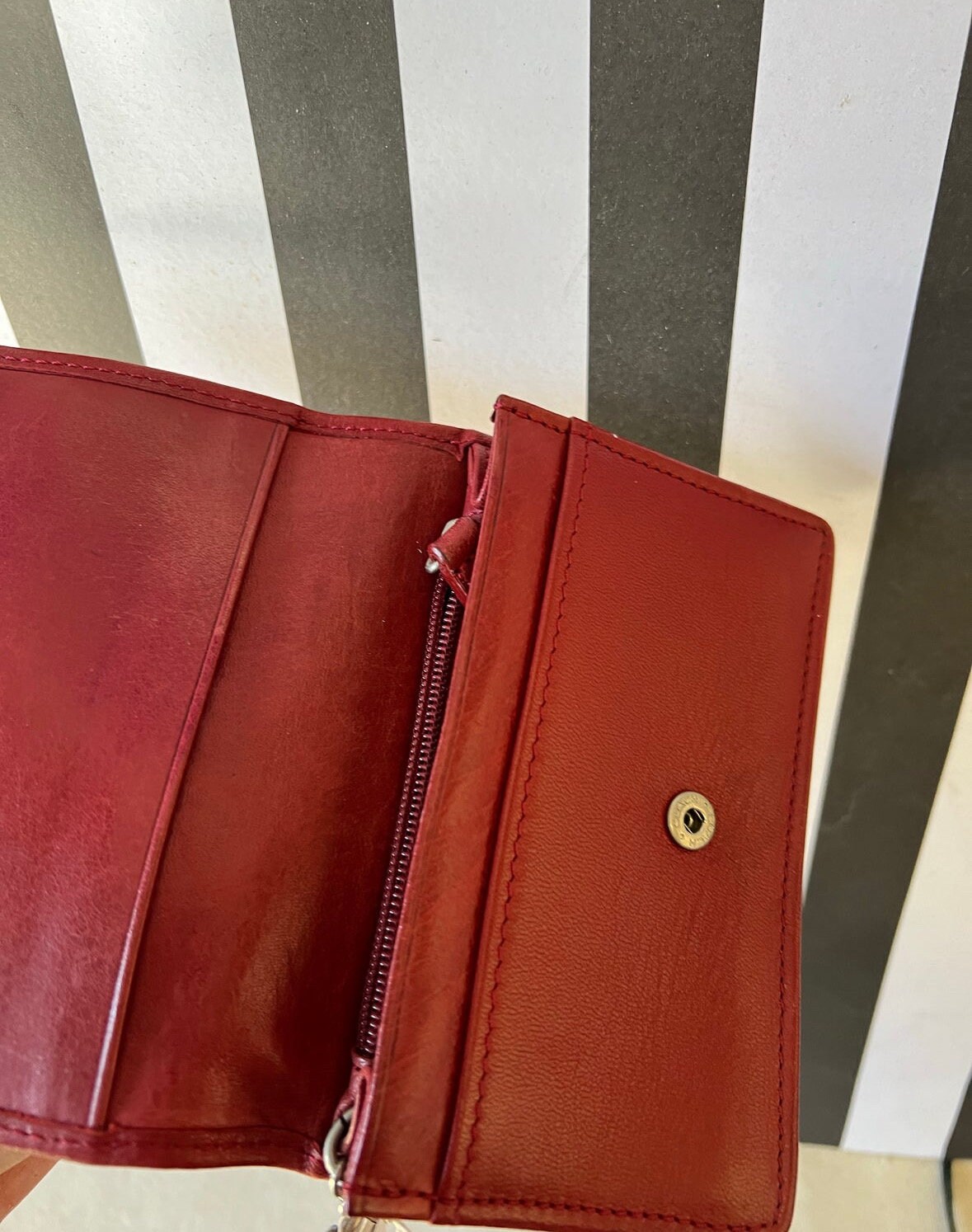 Portfel skórzany Vintage Red Coach - Etsy Polska