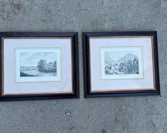 Two Framed George Wood Published Drawings/Etchings