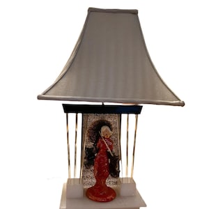 Luminária Chinoiserie Lucite Cerâmica Vermelha Lady