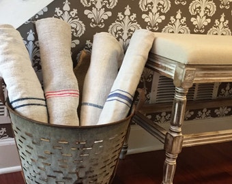 Rustic Farmhouse Flax Bags or Table Runner - Set of 4