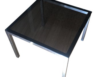 Mid-Century Smoky Glass & Chrome Side Table - FREE SHIPPING!