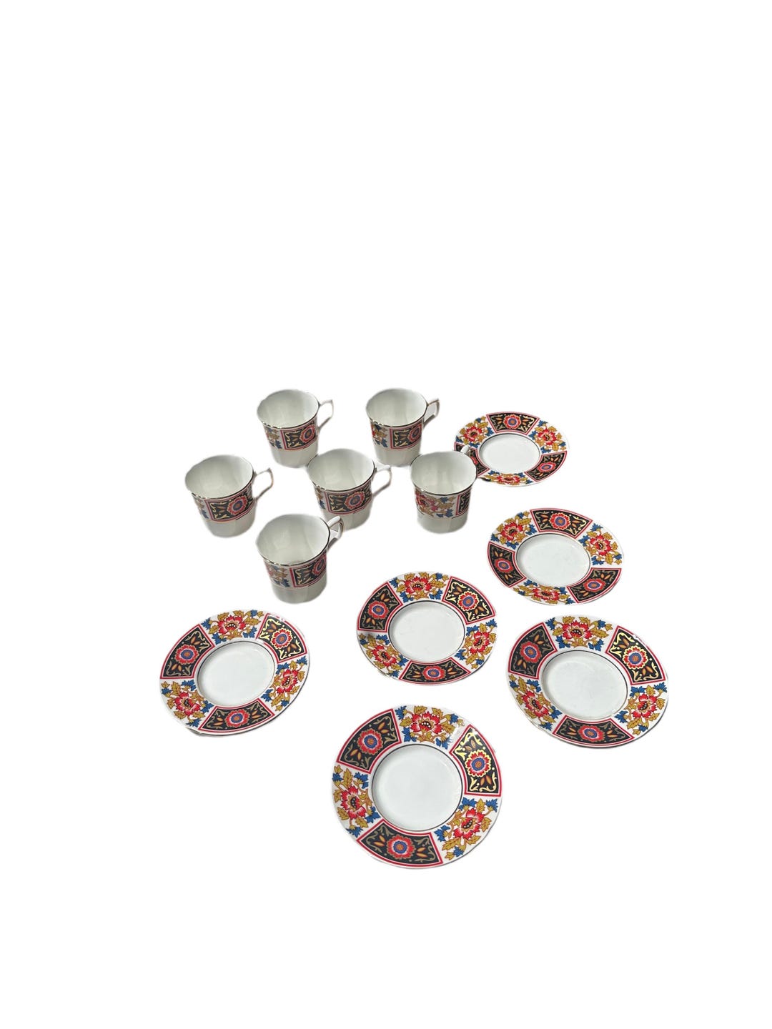 1970s Vintage Hankook Bone China Teacups and Saucers Set- 12