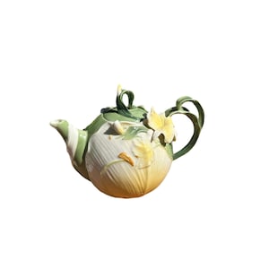 Ceramic Floral Yellow and Green Teapot