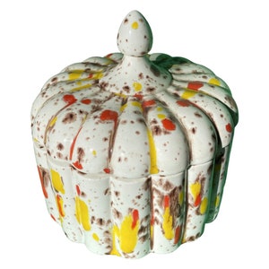 1970s Mid-Century Modern Ceramic Splatter Pottery With Lid