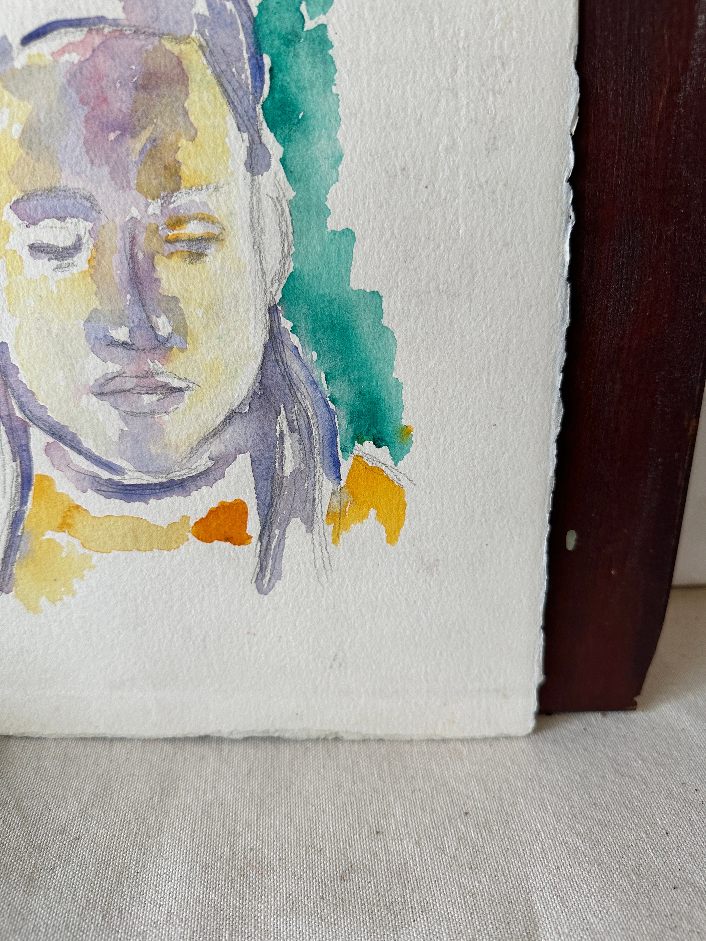 抽象的な肖像画の水彩画 - Etsy 日本