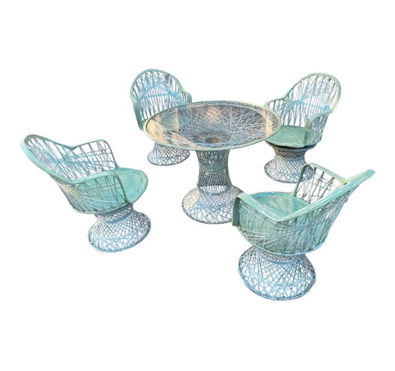 1970s Woodard Mint Green Outdoor Table and Chair Set Etsy
