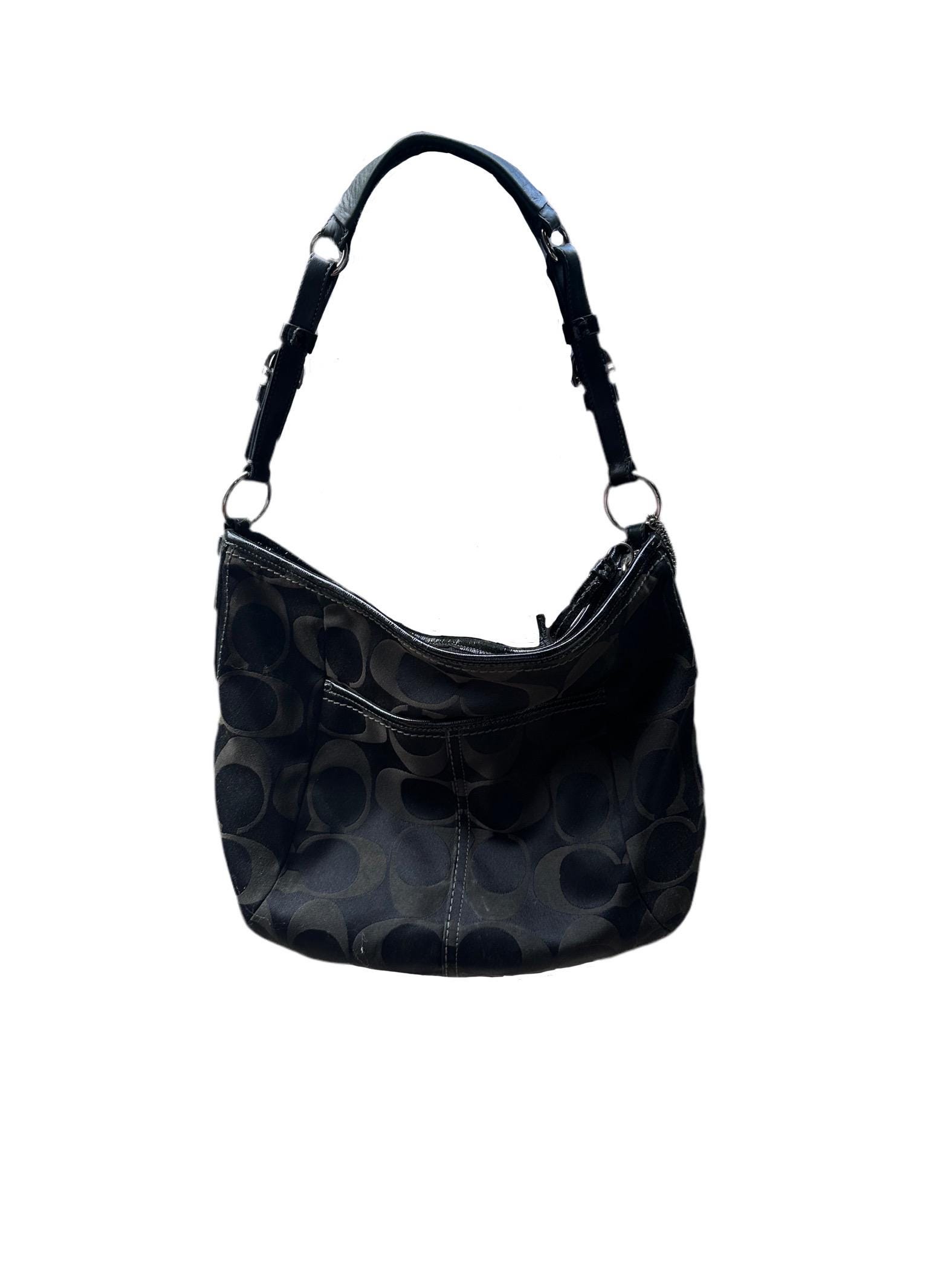 00's old coach enamel hand bag BLACK 黒 COACH💥VINTAGE💥XL Legacy Black Leather Shoulder Bag | eBay