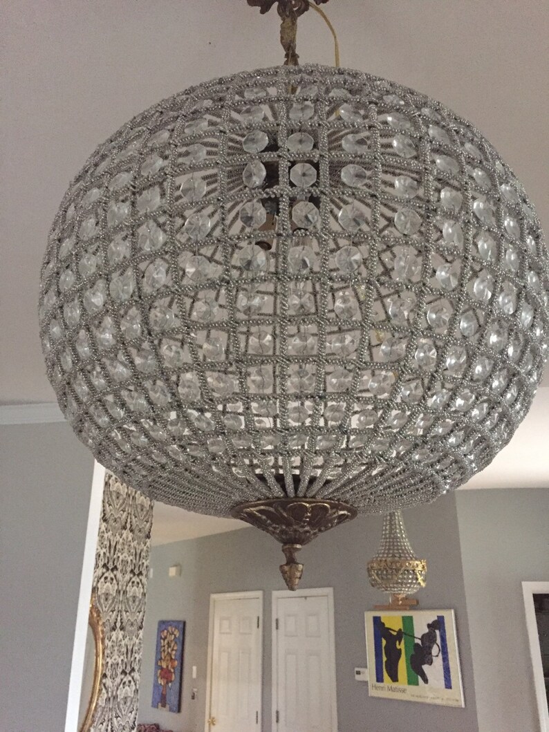 Free Ship. Sphere chandelier. Round Empire Detailed Ball Etsy