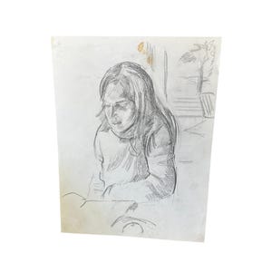Black-And-White Portrait, Pencil, Sketch of Woman Repose