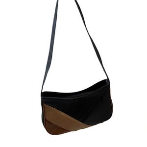 Small Brown and Black Leather Shoulder Bag