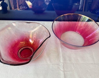 Pair of Pink Glass Serving Bowls